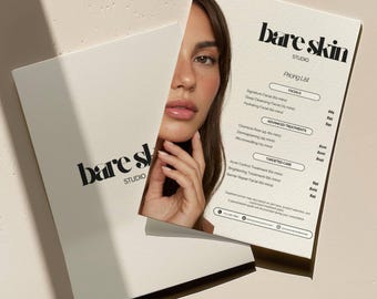 Plantilla de lista de precios / Lista de precios de esteticista Canva editable / imprimible Menú de servicios de salón de belleza y spa médico / Menú de spa y tratamientos faciales