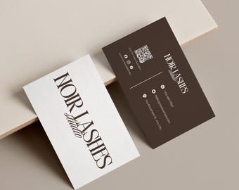 Tarjeta de presentación de Lash Tech / Plantilla de salón de belleza / Marca de artista de pestañas / Canva editable moderno / Personalizable a doble cara