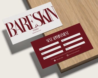 Plantilla de tarjeta de cita para esteticista / Tarjeta recordatoria para salón de belleza Med Spa / Plantilla de Canva editable para el cuidado de la piel de doble cara