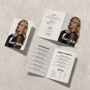 Skincare Facial & Treatment Bifold Menu Template | Half-Fold Price List for Estheticians and Med Spas | Editable in Canva