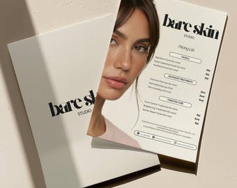 Plantilla de lista de precios / Lista de precios de esteticista Canva editable / imprimible Menú de servicios de salón de belleza y spa médico / Menú de spa y tratamientos faciales