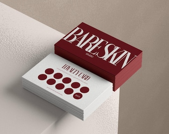 Plantilla de tarjeta de fidelización para salón de belleza, spa y estética / Marca de cuidado de la piel moderna, editable en Canva. Tarjeta de presentación personalizable de doble cara.