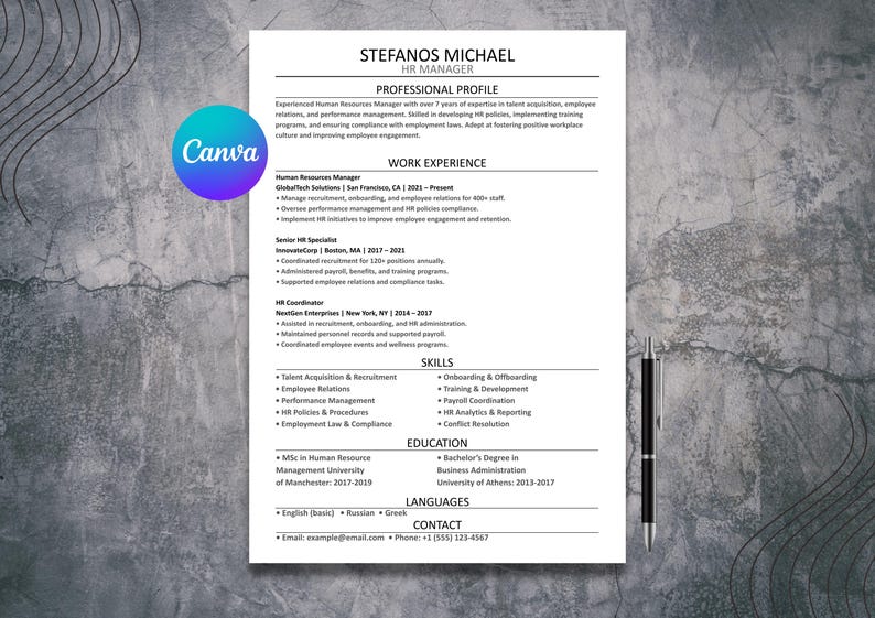 ATS Resume Templates Bundle | 5 Professional CV Designs (canva Editable ...