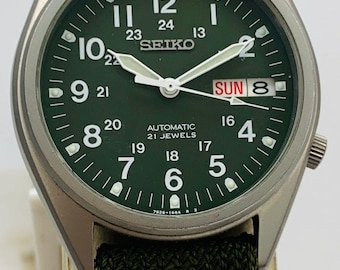 SEIKO 5 Automatic Full Luminous Green Dial 7s26-03e0 A4 Day/date