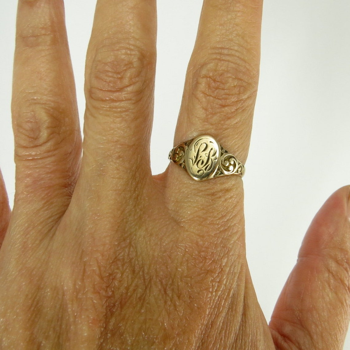 Antique Victorian 14k Gold Ring LB Initials Etsy