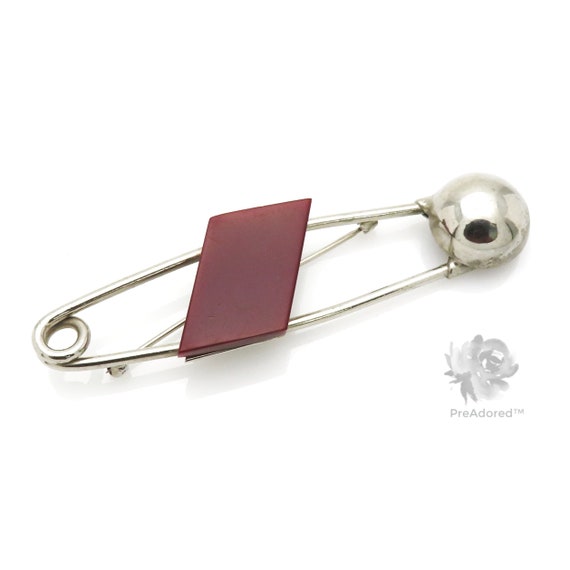 Vintage 1930s Art Deco Bakelite Chrome Safety Pin