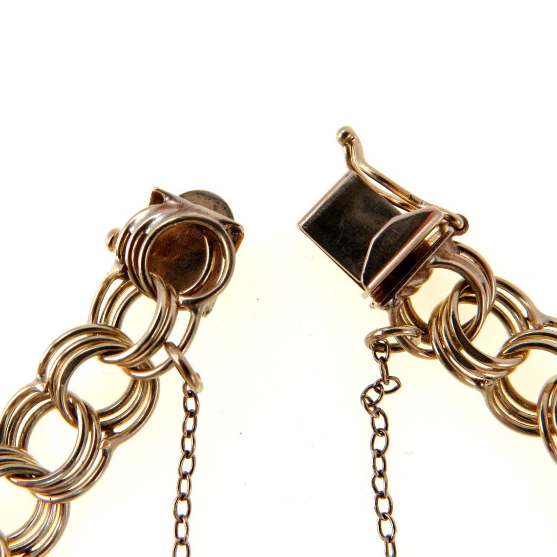 Vintage 14k Gold POM Triple Link 9 mm Starter Charm Bracelet Etsy