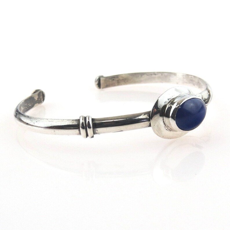 Adjustable Sterling Silver Lapis Lazuli Studio Made Cuff Bracelet 7.5