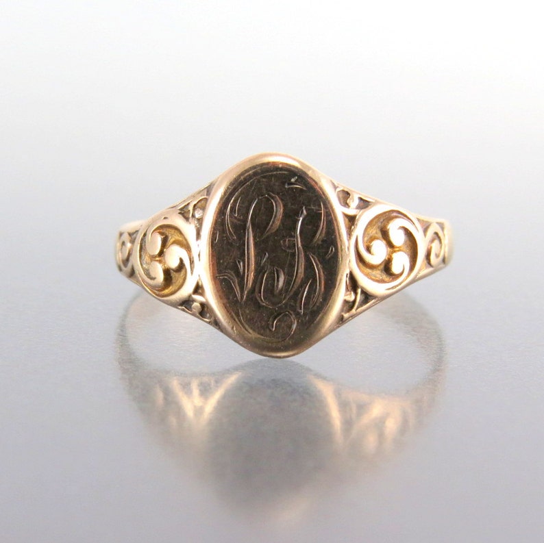 Antique Victorian 14k Gold Ring LB Initials Etsy
