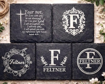 Personalized Coaster Set | Engraved Wedding Gift for Couples | Custom Housewarming Gift | Last Name Coasters | Gift for Newlyweds