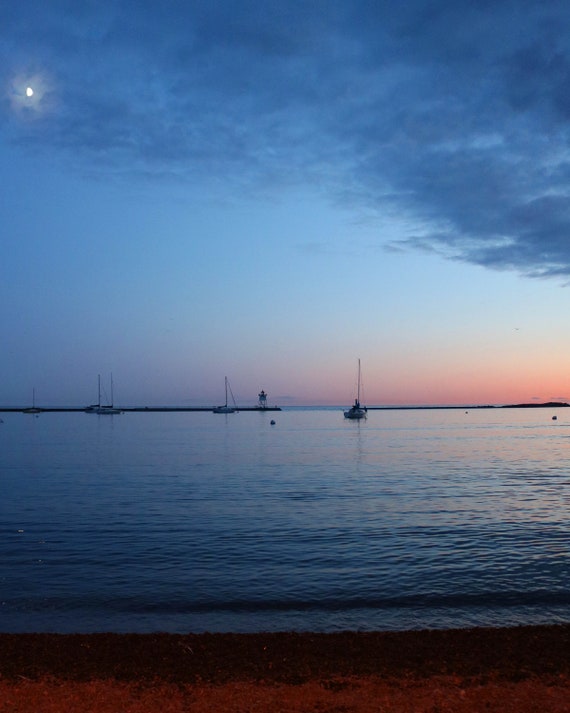 Grand Marais Minnesota Harbor At Dusk Sailboats Nautical Etsy