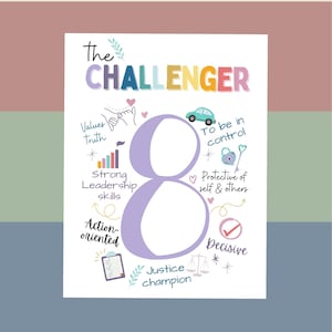 Enneagram Type 8 Poster, The Challenger Wall Art, Therapy Office Decor (Digital Download)