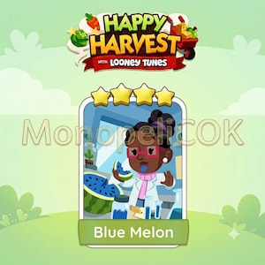 Blue Melon - Monopoly_Go-klistermärke 4 stjärnor - Happy Harvest-album (snabb leverans)