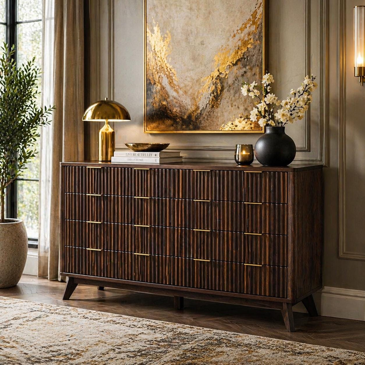 dark brown dresser with gold hardware York 6 Drawer Dresser main image 1