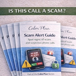Phone Scam Protection | Senior Tech Help | Suspicious Call Safety Caregiver Printable Guide