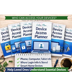 Planificador de acceso a dispositivos imprimible, organizador de teléfono y computadora para familias, guía tecnológica para cuidadores, planificación de vida digital