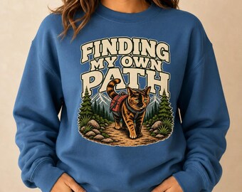 Finding My Own Path Cat Hiking Sweatshirt, Outdoor Adventure Crewneck