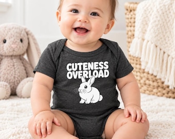Cuteness Overload Bunny Baby Bodysuit, Rabbit Lover Gift, Soft Cotton One Piece