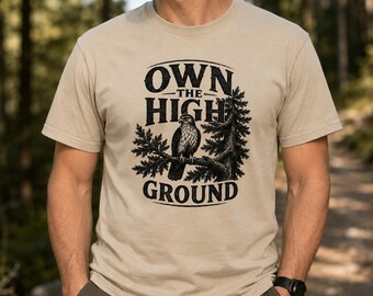 Own the High Ground Hawk Adult T-Shirt, Nature-Inspired Graphic Tee