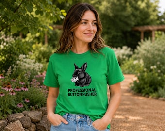 Funny Rabbit Shirt Professional Button Pusher Bunny Lover Gift Cute Animal Graphic Tee