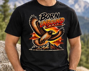 Born Unbound Eagle Shirt, Vintage Mountain Graphic Tee, Outdoors Adventure T-Shirt, Nature Lover Gift