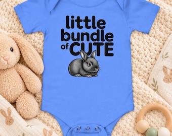 Little Bundle of Cute Baby Bodysuit, Bunny Design, Cotton Baby Clothes