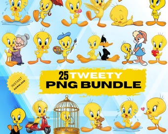 Tweety Bird PNG Clipart | Söt tecknad fågel klippfil | | Skjortadesign | Digital nedladdning