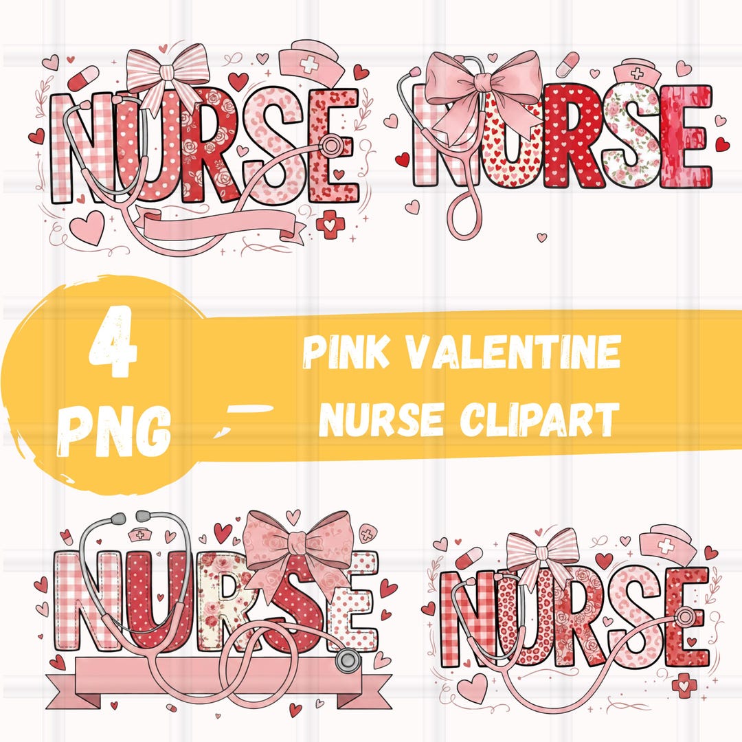 Pink Valentine Nurse Clipart PNG SVG | Nurse Valentine Design | Medical ...