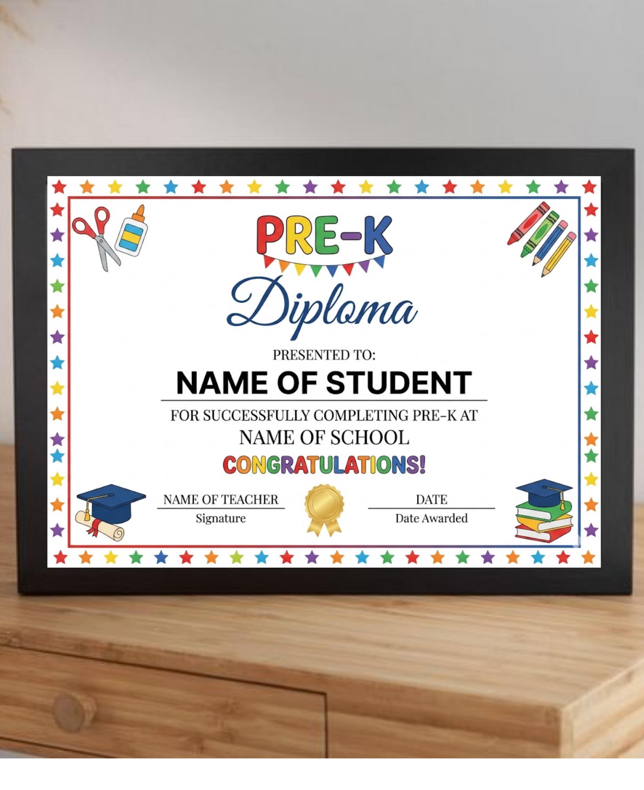 Editable Pre K Graduation Diploma | Pre K Graduation Certificate ...