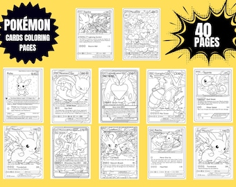 Disegni da colorare di carte Pokémon / Fogli da colorare di Pokémon stampabili / Libro di attività per bambini / Download digitale
