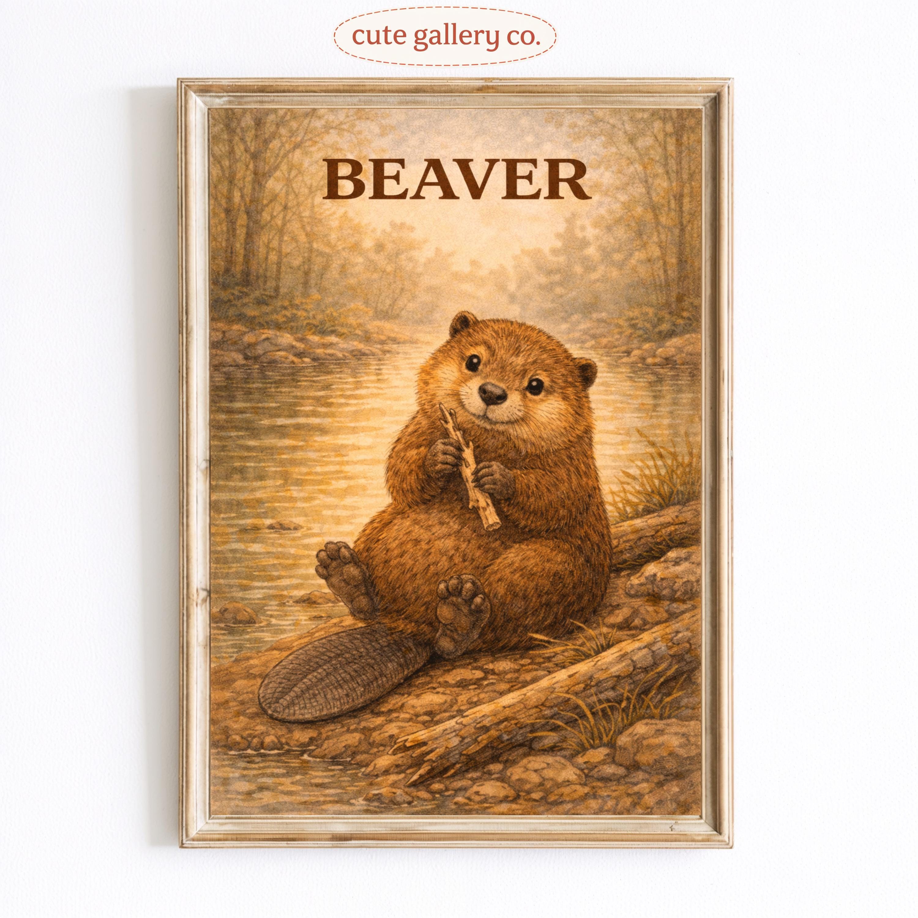 Beavers Art Print, Cozy Woodland Nursery Decor - Etsy