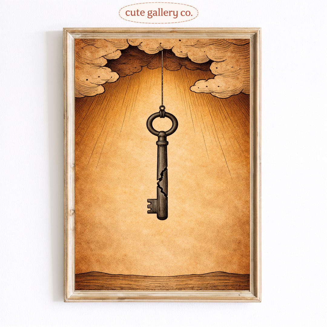 Vintage Hanging Key Poster, Antique Skeleton Key Wall Art Print ...