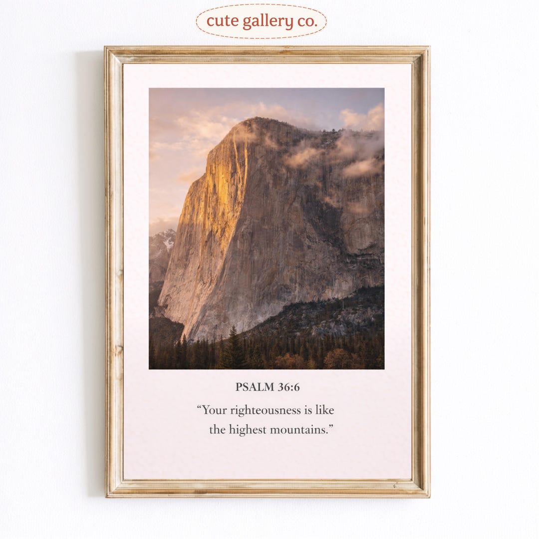 Psalm 36:6 Bible Verse Poster, Mountain Scripture Wall Art Print ...