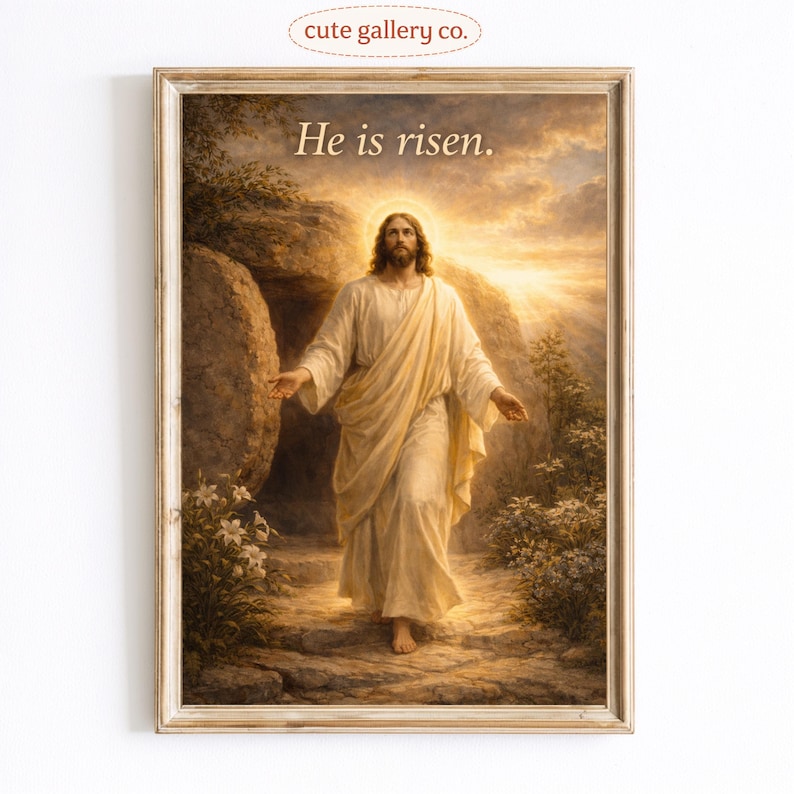 Jesus He Has Rison He is Risen Art Print, Jesus Resurrection, Christian Easter Decor - Etsy