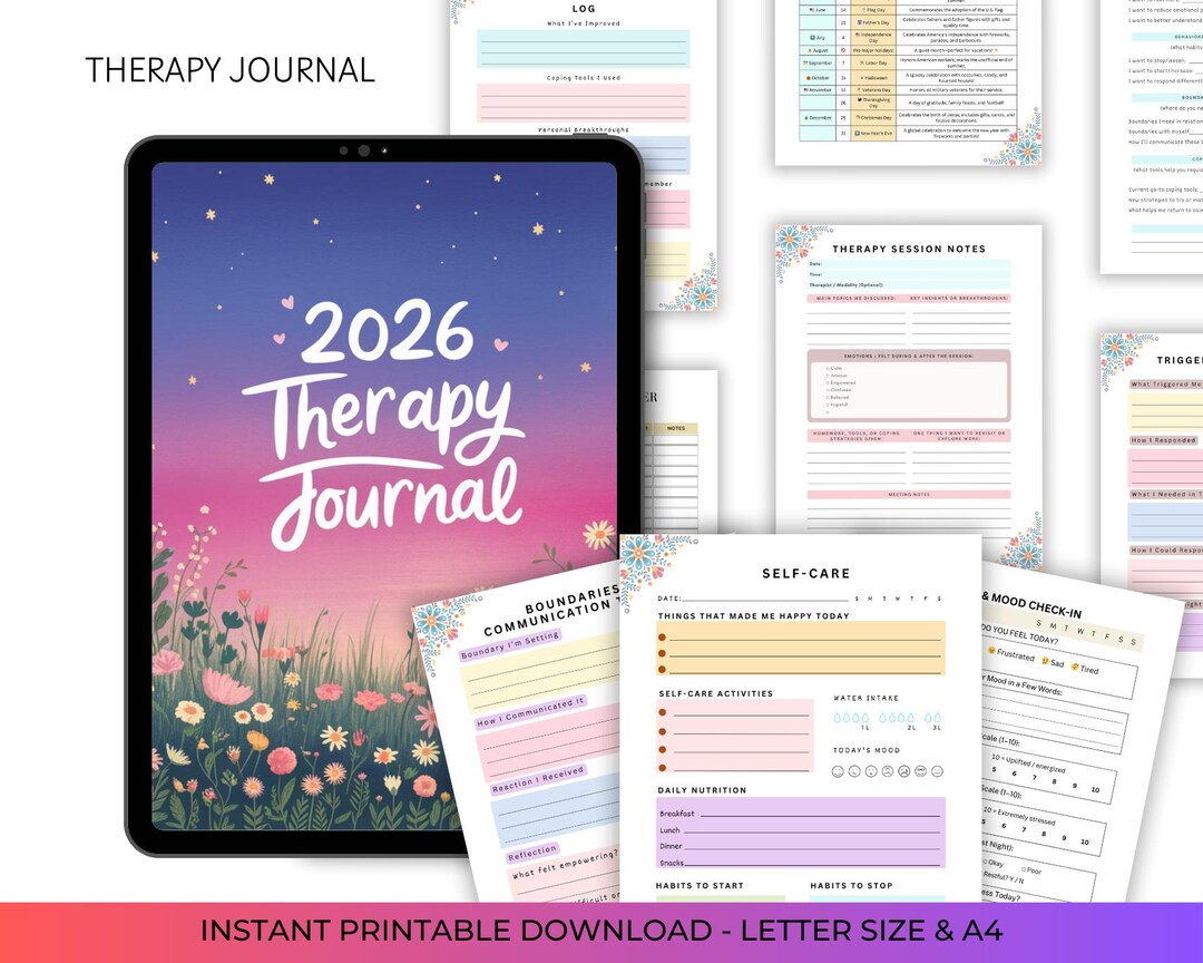 Therapy Journal Printable | Mental Health Journal PDF | Reflection ...