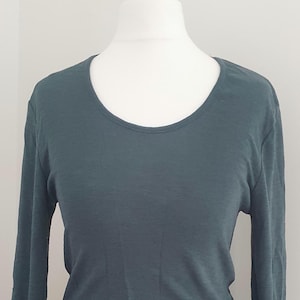 Feines Wollunterhemd — American Vintage — lange Ärmel — graublau