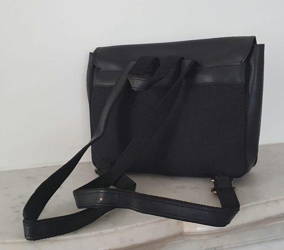 Black leather backpack – structured 1990s design … - image 4