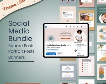 Wellness Canva Social Media Templates Bundle | Instagram, Facebook, LinkedIn, X Branding Kit Posts