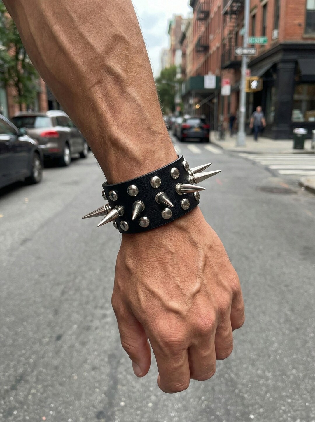 アクセサリー GINZI leather wrist band punk アクセサリー GINZI