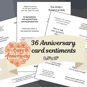 Anniversary Card Sentiments, Wedding Anniversary Verses, Printable Card Inserts , Card Inside (Digital Download)