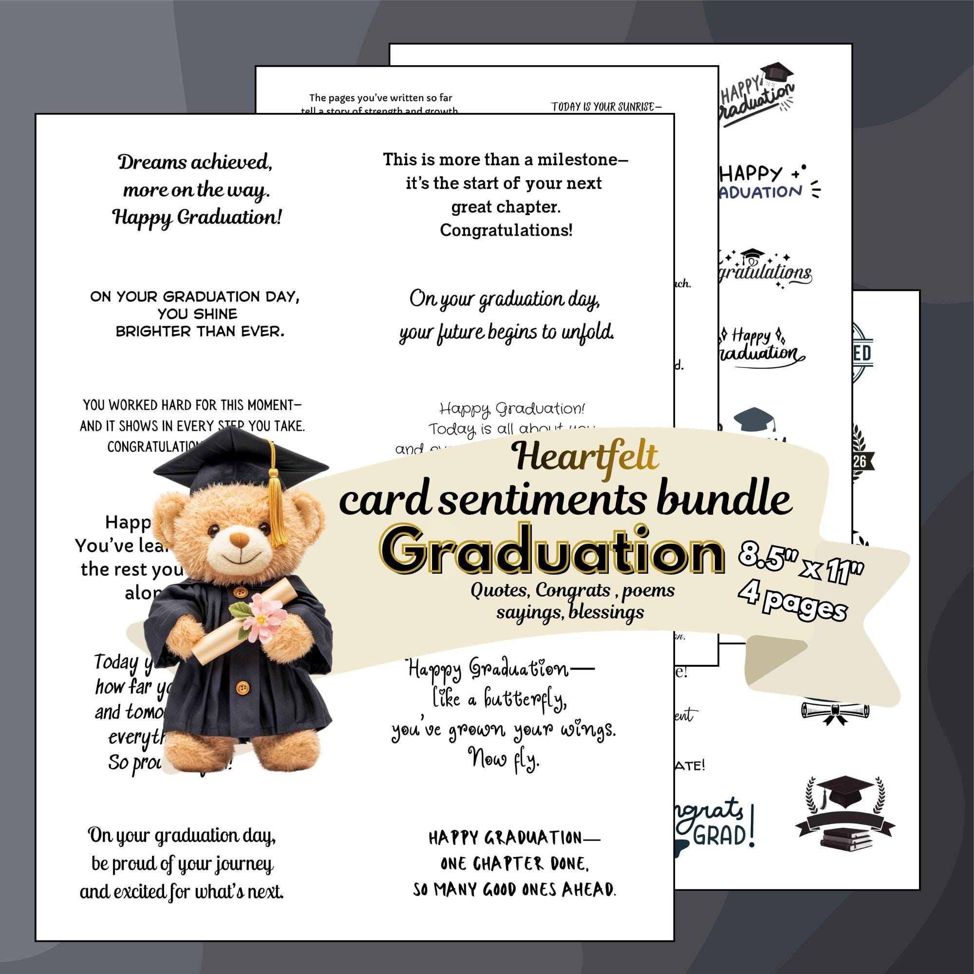 Graduation Card Sentiments Bundle, Quotes, Messages Blessings (digital ...