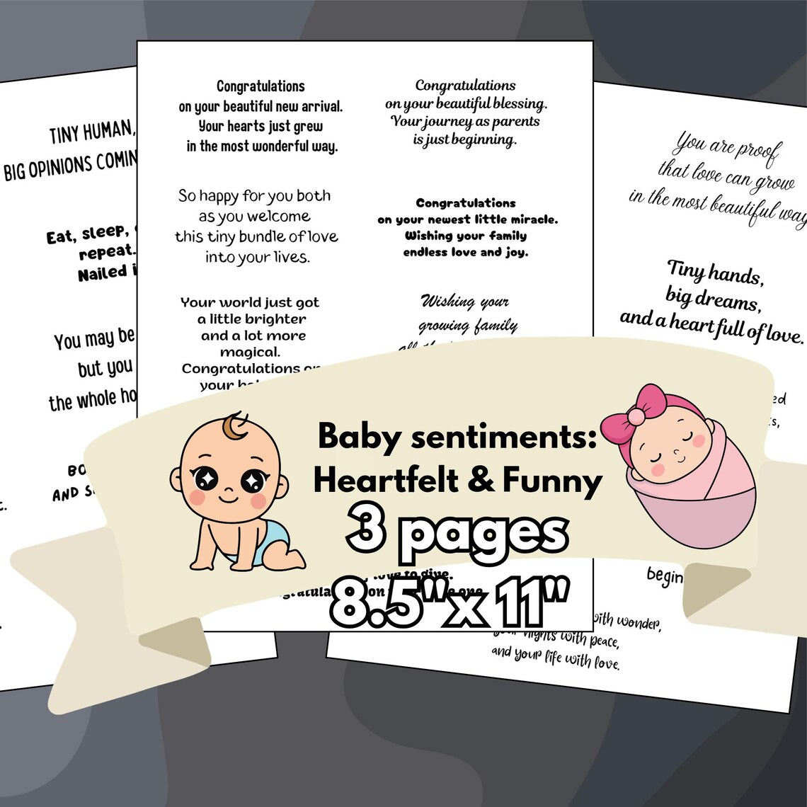 New Baby Sentiments Bundle, Printable Sayings Quotes, Heartfelt and ...