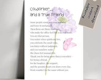 Coworker True Friend Card – Thank You, Birthday, Farewell Message (Digital Download)