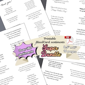 Utskrivbart paket med blandade kort med känslor, verser, citat, dikter (digital nedladdning)