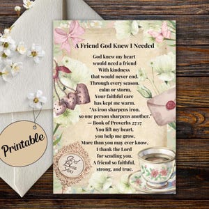 Christelijke vriendschapskaart, cadeau voor vriend, Spreuken 27:17 schriftgedicht (digitale download)