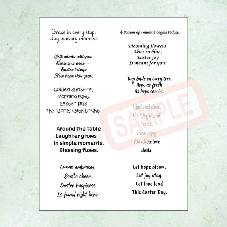Sentiments For Easter Printable Easter Sentiments Poems Quotes Bundle (digital Download) - Etsy