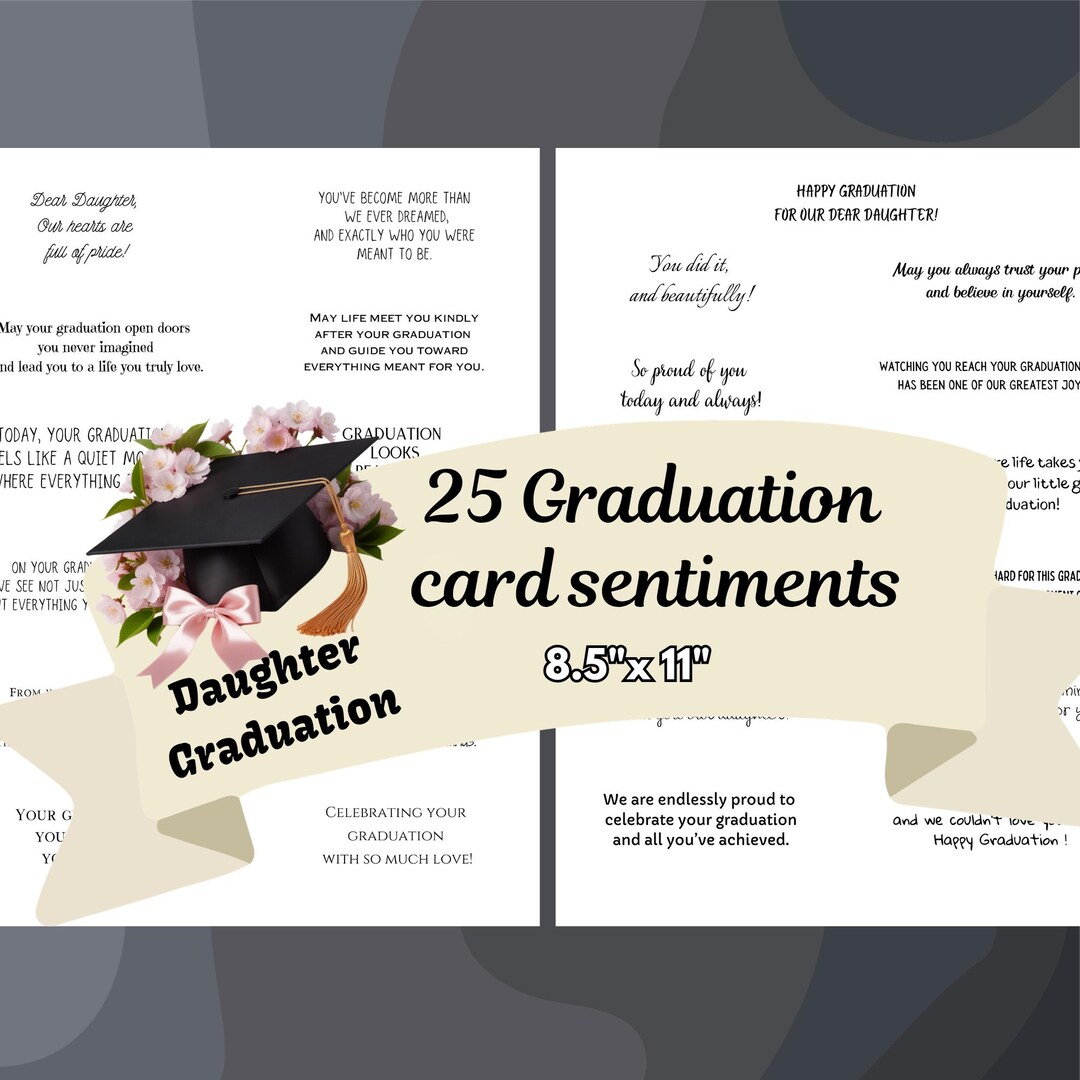 Graduation Sentiments for Daughter, Printable Card Insert Poems Bundle ...