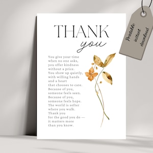 Volunteer Thank You Poem Card | Printable Appreciation Gift, Heartfelt Poem (Digital Download)