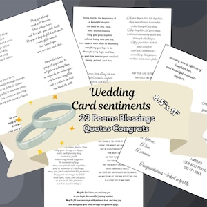Pacote de Cartões com Mensagens de Casamento, Encartes para Cartões, Poemas, Citações e Bênçãos para Imprimir (Download Digital)