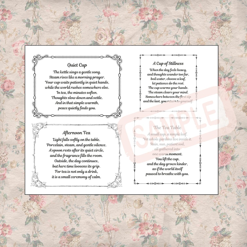 Tea Card Sentiments Printable Tea Sentiments, Poems Quotes Bundle (digital Download) - Etsy